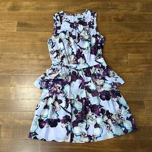Banana republic lilac floral tiered ruffle sleeveless dress size 8